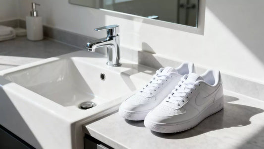 Sportschuhe zum Lüften und Trocknen geöffnet