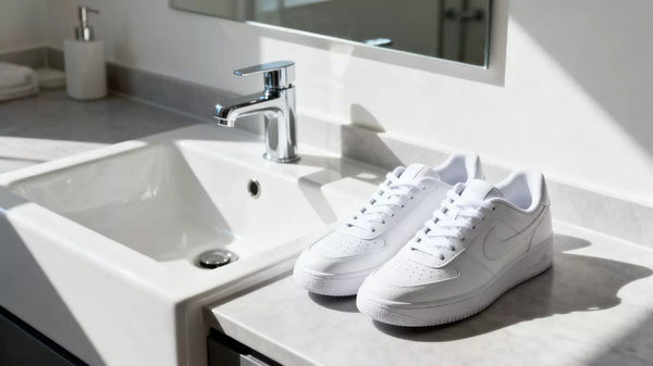 Sportschuhe zum Lüften und Trocknen geöffnet