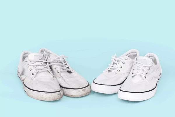 Weiße Sneaker mit EG-GÜ Schuhreiniger reinigen