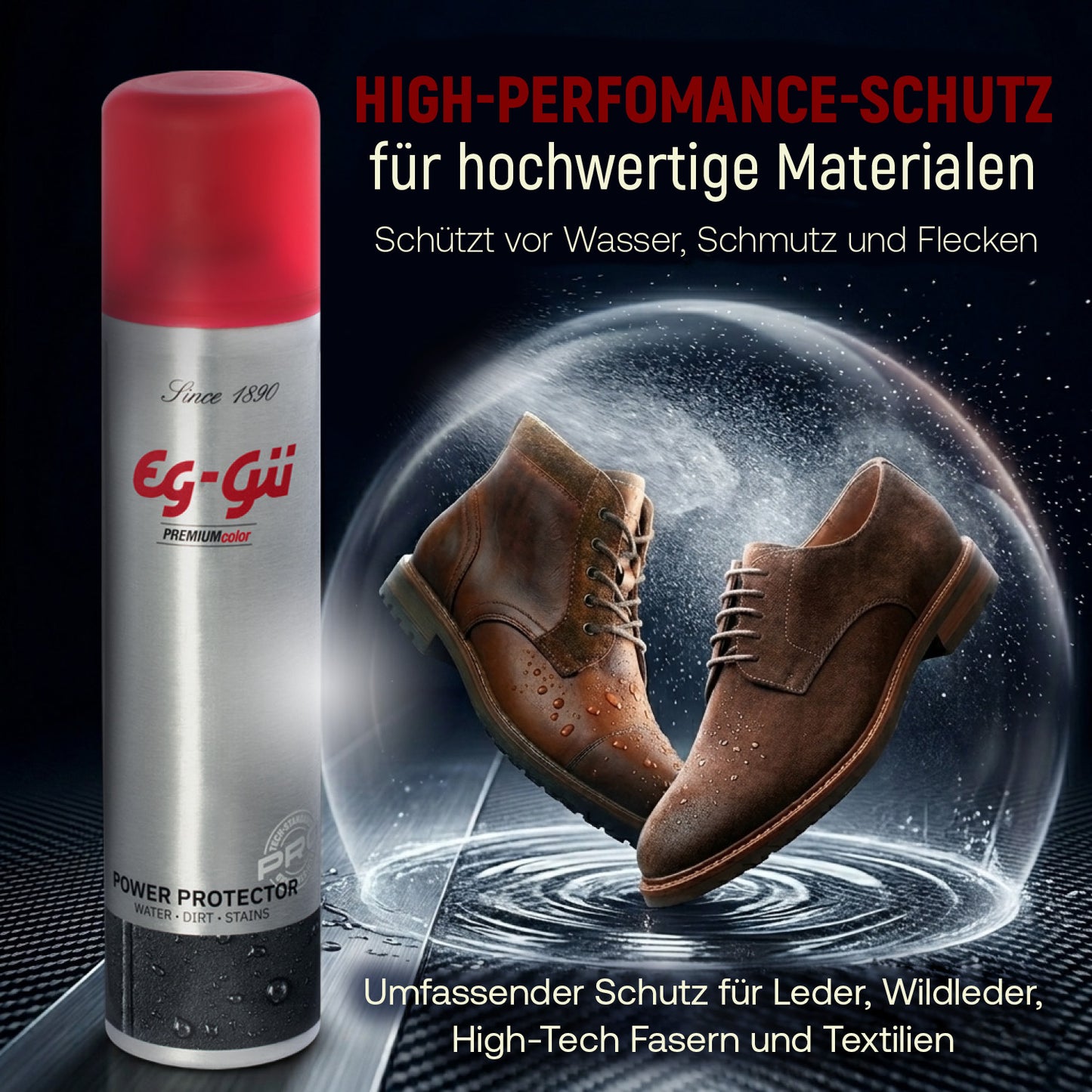 Power Protector 250 ml Anwendung auf Schuhmaterialien