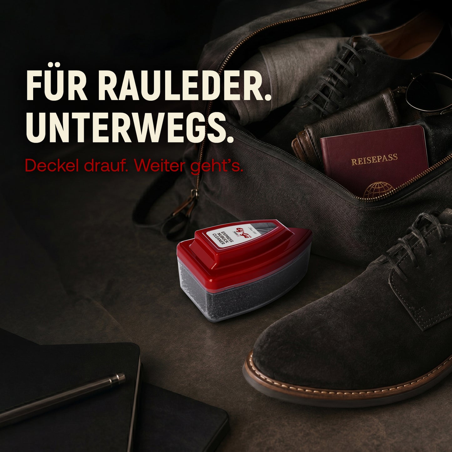 EG-GÜ Express Nubuk Reiniger Anwendung auf Rauleder
