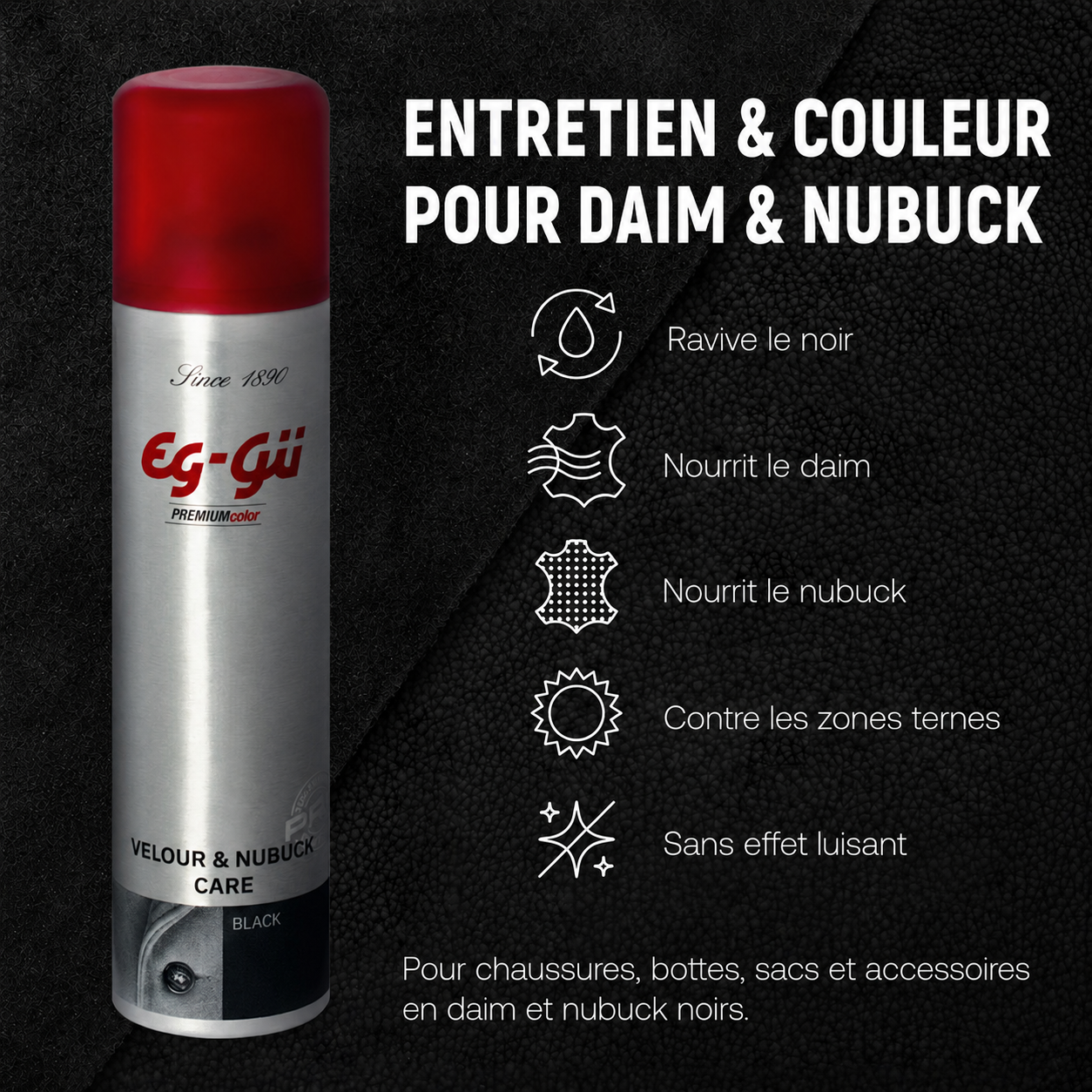 Spray d’entretien Velour & Nubuck noir 250 ml