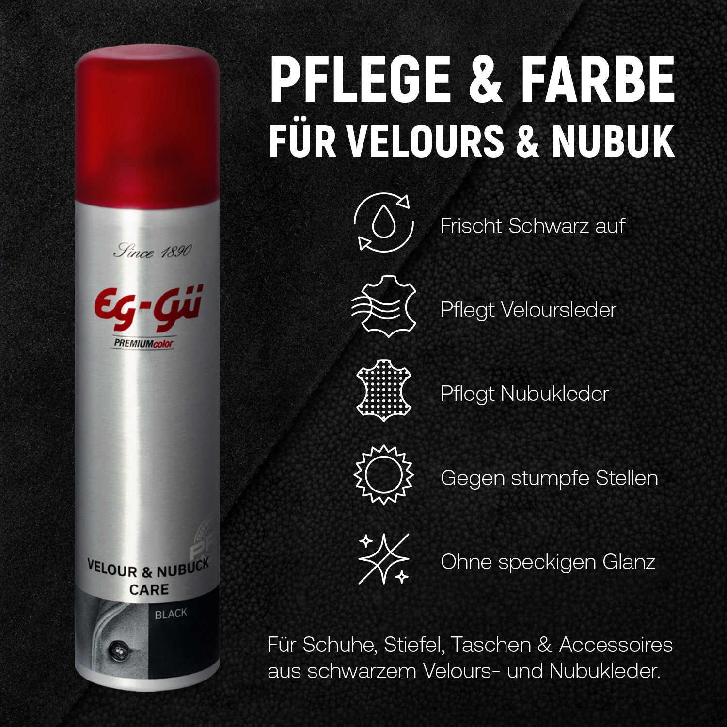 Velour & Nubuk Pflegespray Black 250 ml Produktdetails