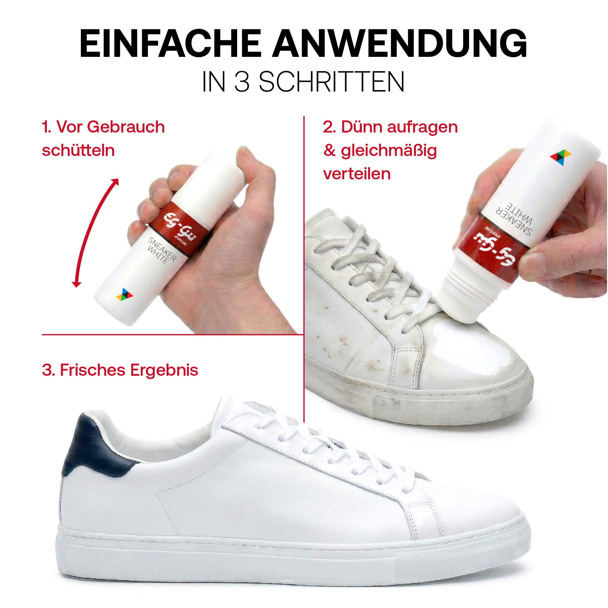 Sneaker White 75 ml Anwendung für weiße Sneaker