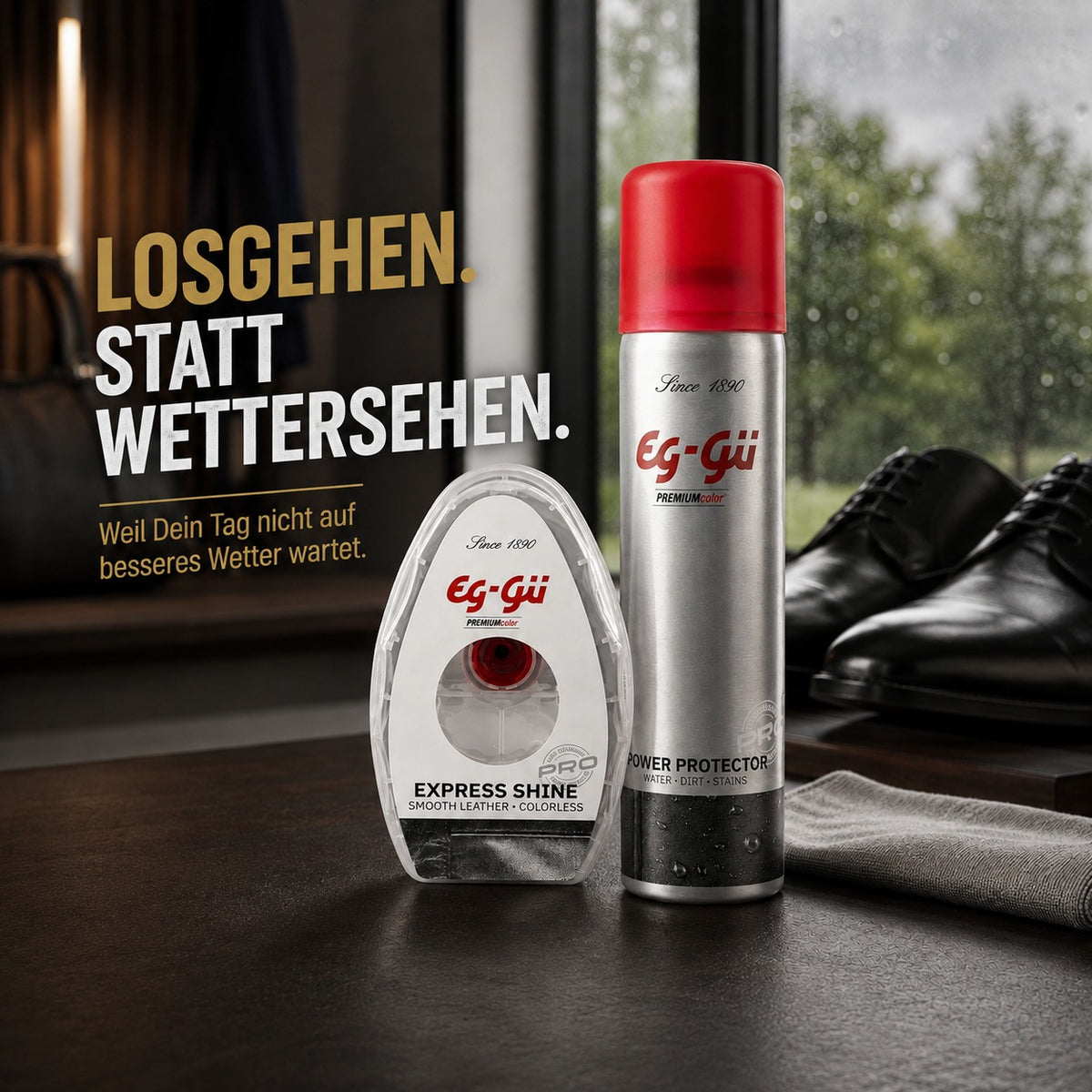 EG-GÜ Express Shine & Power Protector Set farblos – Schuhpflege für Glattleder, Schuhe und Textilien
