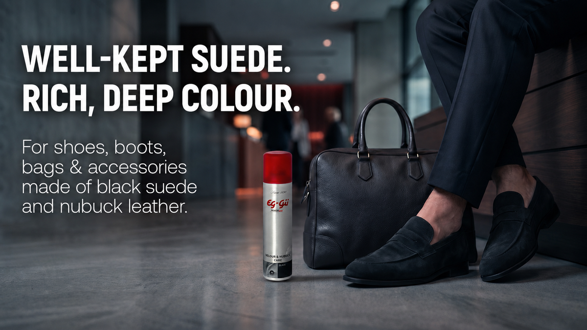 EG-GÜ Velour & Nubuck Care Spray Black 250 ml – care result for black nubuck and suede shoes